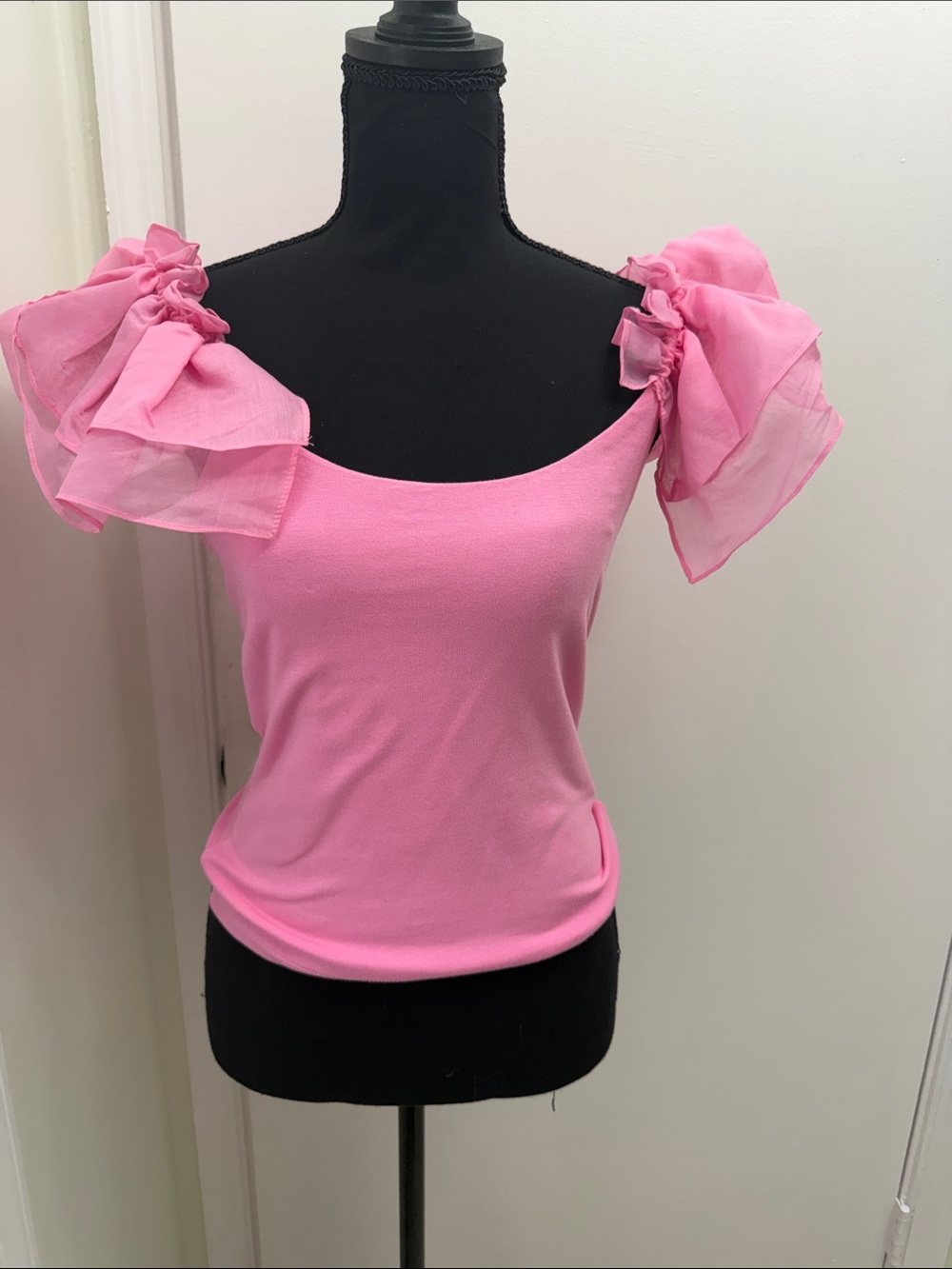 Endless Rose Bright Pink Puff-Sleeve Tank Top